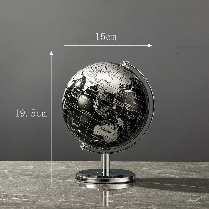 Globe terrestre rétro avec base en bois – Carte du monde éducative pour la décoration de la maison et du bureau