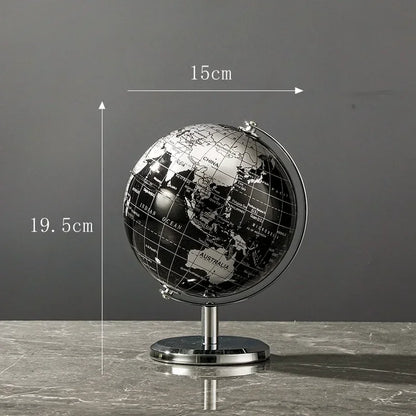 Globe terrestre rétro avec base en bois – Carte du monde éducative pour la décoration de la maison et du bureau