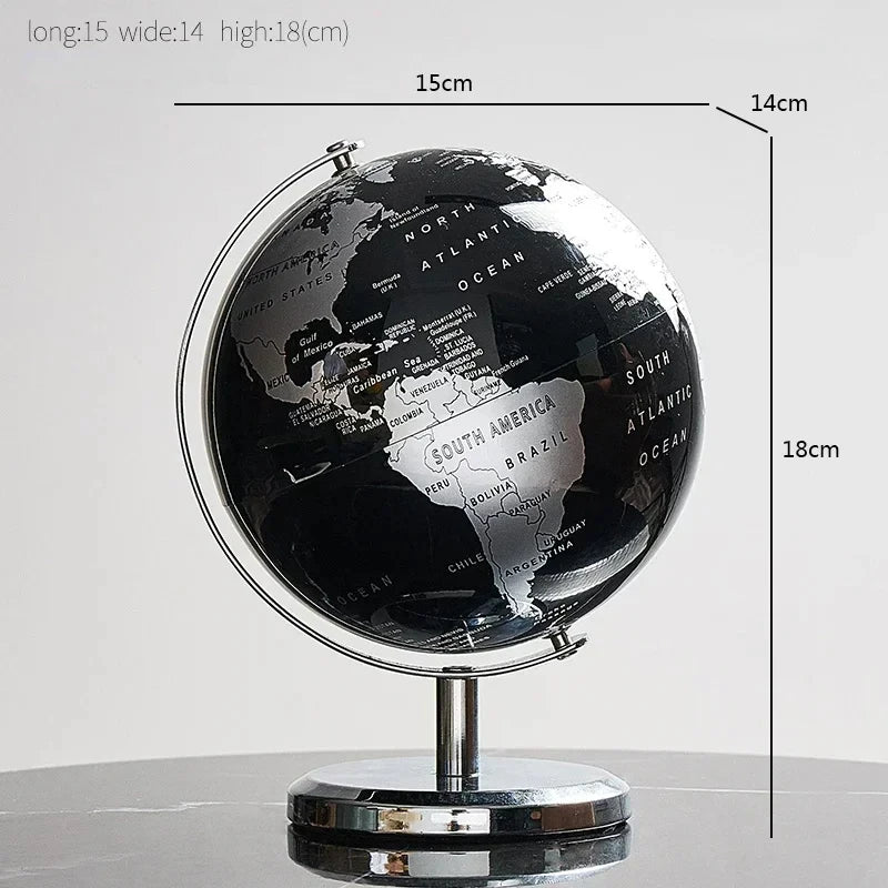 Globe terrestre rétro avec base en bois – Carte du monde éducative pour la décoration de la maison et du bureau