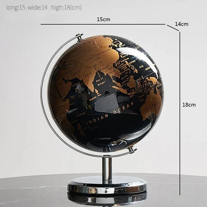 Globe terrestre rétro avec base en bois – Carte du monde éducative pour la décoration de la maison et du bureau